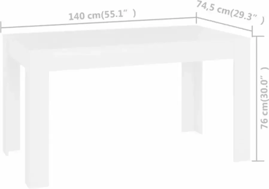 VidaXL -Eettafel-140x74 5x76-cm-bewerkt-hout-wit - Foto 4