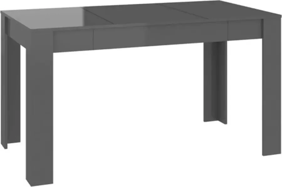 VIDAXL Eettafel 140x74 5x76 cm spaanplaat hoogglans grijs - Foto 2