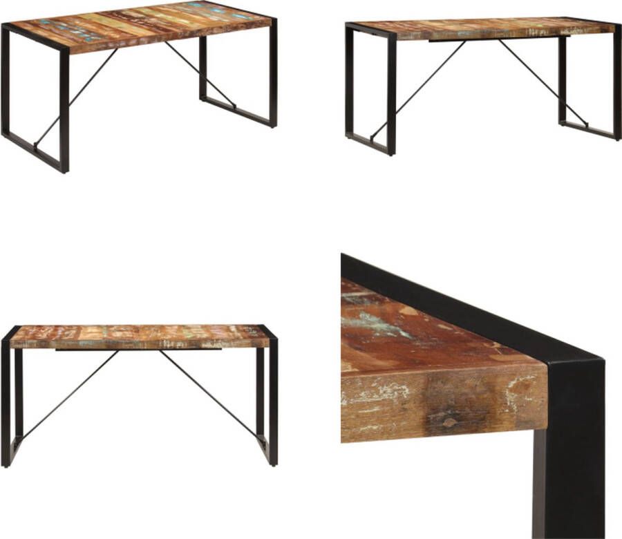 VidaXL Eettafel 160x80x75 cm massief gerecycled hout Eettafel Eettafels Eetkamertafel Eetkamertafels
