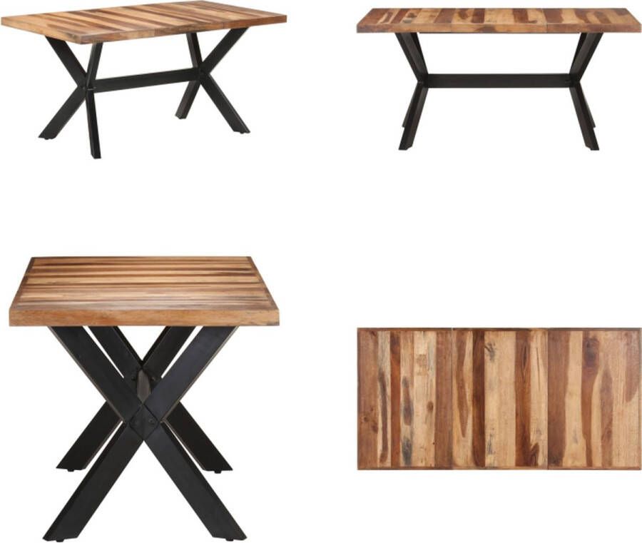 VidaXL Eettafel 160x80x75 cm massief hout met honingkleurige afwerking Eettafel Eettafels Eetkamertafel Eetkamertafels