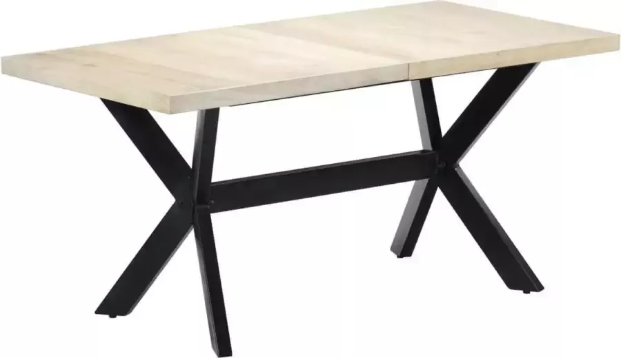 VidaXL Eettafel 160x80x75 cm massief mangohout wit