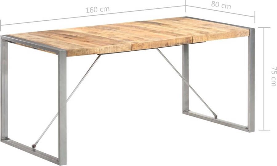 VidaXL -Eettafel-160x80x75-cm-massief-ruw-mangohout