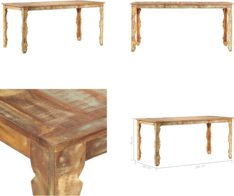 Vida XL vidaXL Eettafel 160x80x76 cm massief gerecycled hout-VXL-286490