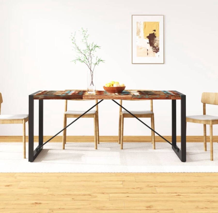 VidaXL Eettafel 180 cm Gerecycled Hout Industrieel Industriele Eettafel Houten Eettafel Industrieel Vintage Eettafel Herbruikbare Materialen Multifunctioneel Meubilair Salontafel - Foto 2
