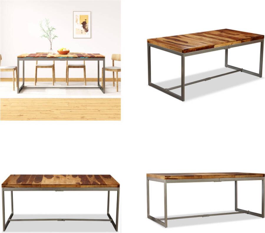 VidaXL Eettafel 180 cm massief sheeshamhout en staal Eetkamertafel Eetkamertafels Tafel Tafels