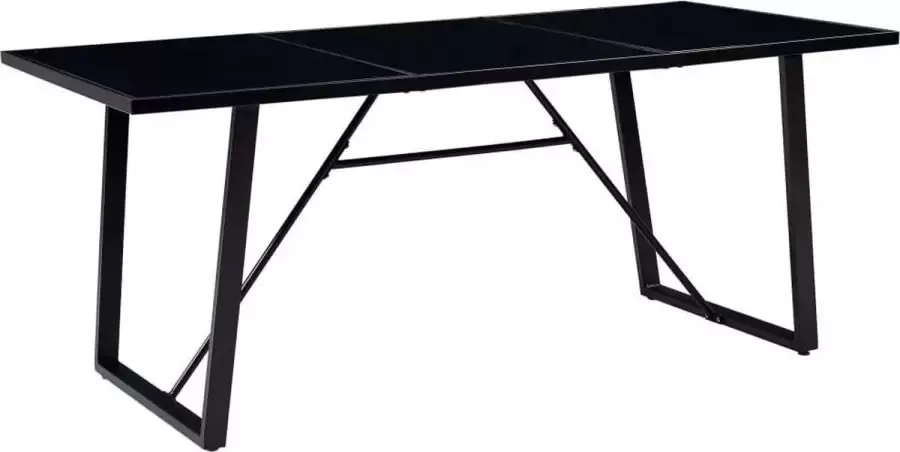 VidaXL -Eettafel-180x90x75-cm-gehard-glas-zwart - Foto 1