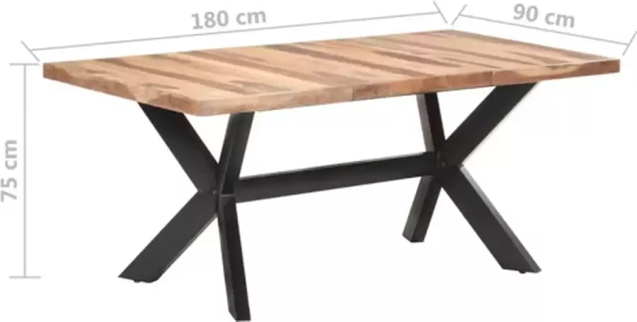 Vida XL Eettafel 180x90x75 cm massief hout met honingkleurige afwerking SKU: V321548 - Foto 5