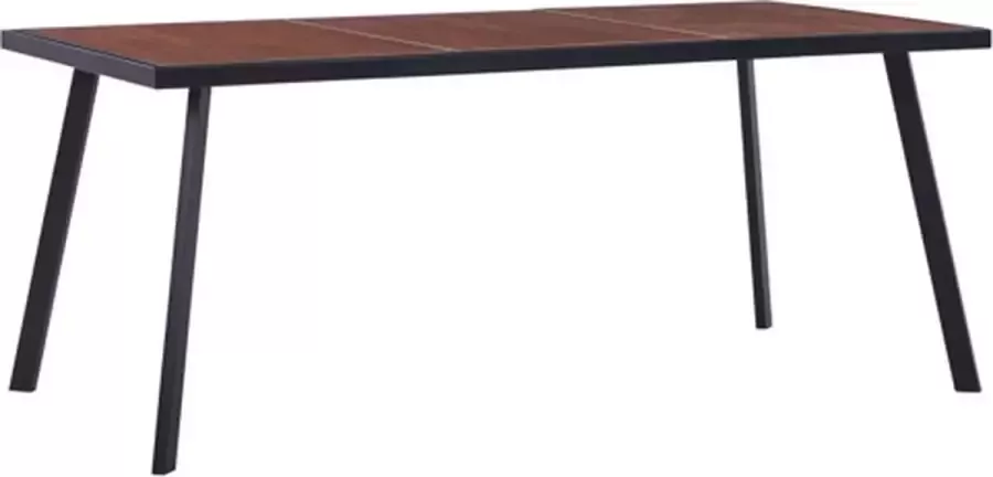 VIDAXL Eettafel 180x90x75 cm MDF donkerhoutkleurig en zwart