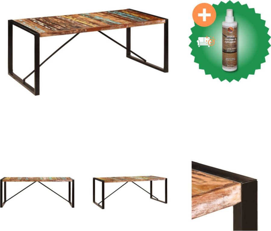 vidaXL Eettafel 200x100x75 cm massief gerecycled hout Tafel Inclusief Houtreiniger en verfrisser