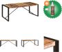 VidaXL Houten Retro Eetkamertafel Massief Gerecycled Hout 200 x 100 x 75 cm Gepoedercoat Staal Tafel Inclusief Houtreiniger en verfrisser - Thumbnail 2