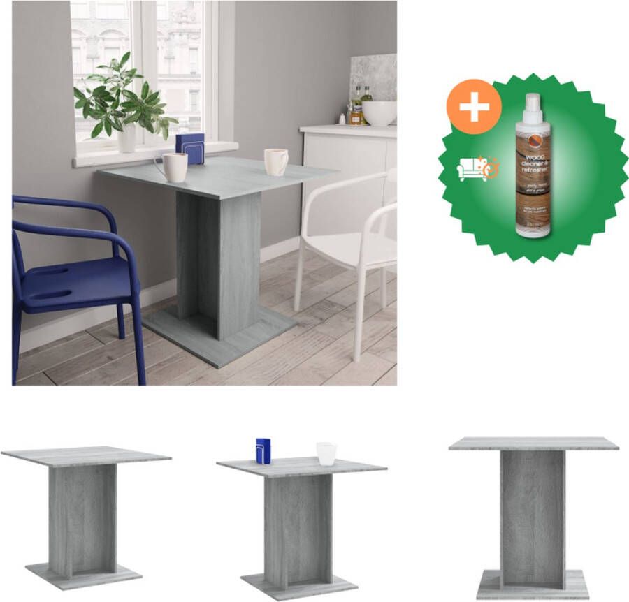 VidaXL Eettafel 80 x 80 x 75 cm Grijs Sonoma Eiken Duurzaam bewerkt hout Tafel Inclusief Houtreiniger en verfrisser