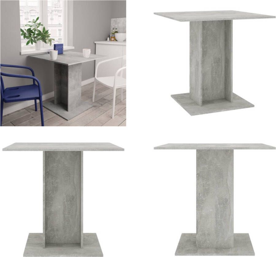 vidaXL Eettafel 80x80x75 cm spaanplaat betongrijs Eettafel Eettafels Eetkamertafel Eetkamertafels