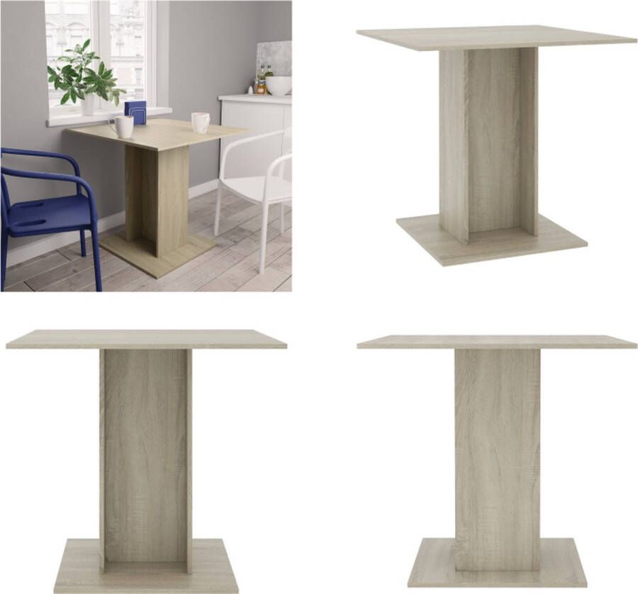 vidaXL Eettafel 80x80x75 cm spaanplaat sonoma eikenkleurig Eettafel Eettafels Eetkamertafel Eetkamertafels