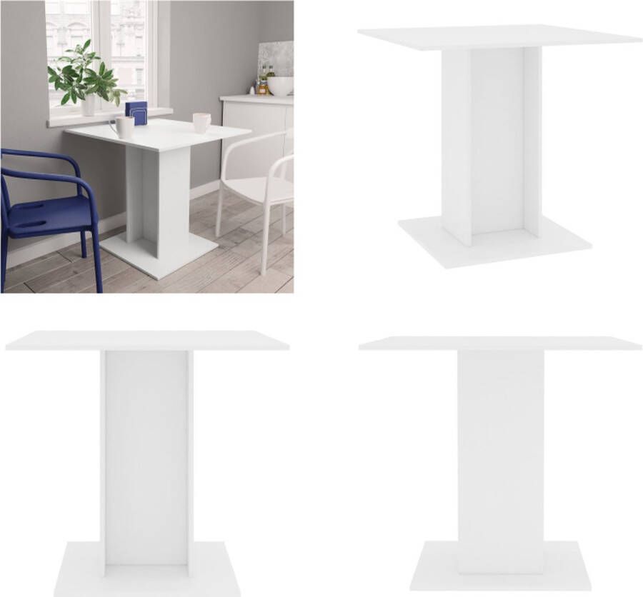 VidaXL Eettafel 80x80x75 cm bewerkt hout wit Eettafel Eettafels Eetkamertafel Eetkamertafels