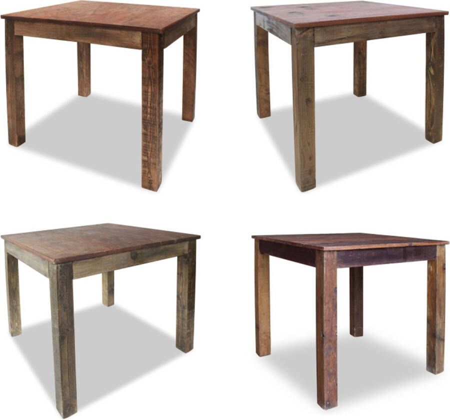 VidaXL Eettafel 82x80x76 cm massief gerecycled hout Eettafel Eettafels Eetkamertafel Eetkamertafels