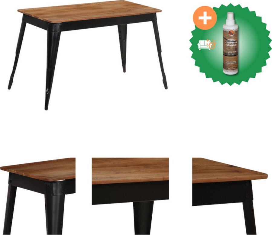 VidaXL Eettafel 120x60x76 cm massief acaciahout en staal Tafel Inclusief Houtreiniger en verfrisser