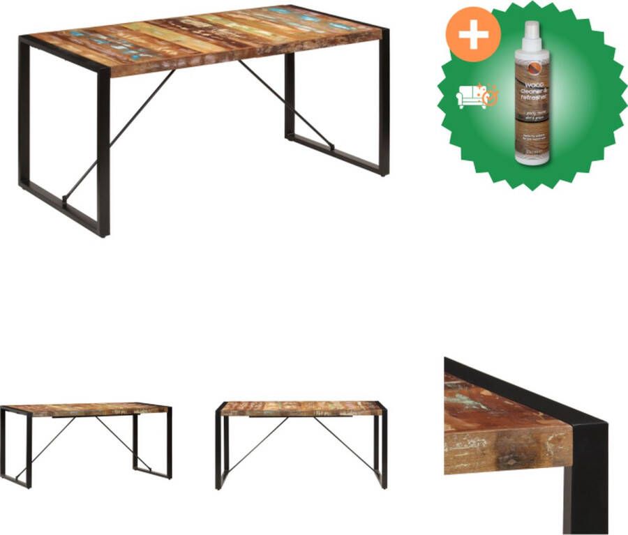 VidaXL Eettafel Antieke Stijl Gerecycled Hout 160 x 80 x 75 cm Tafel Inclusief Houtreiniger en verfrisser