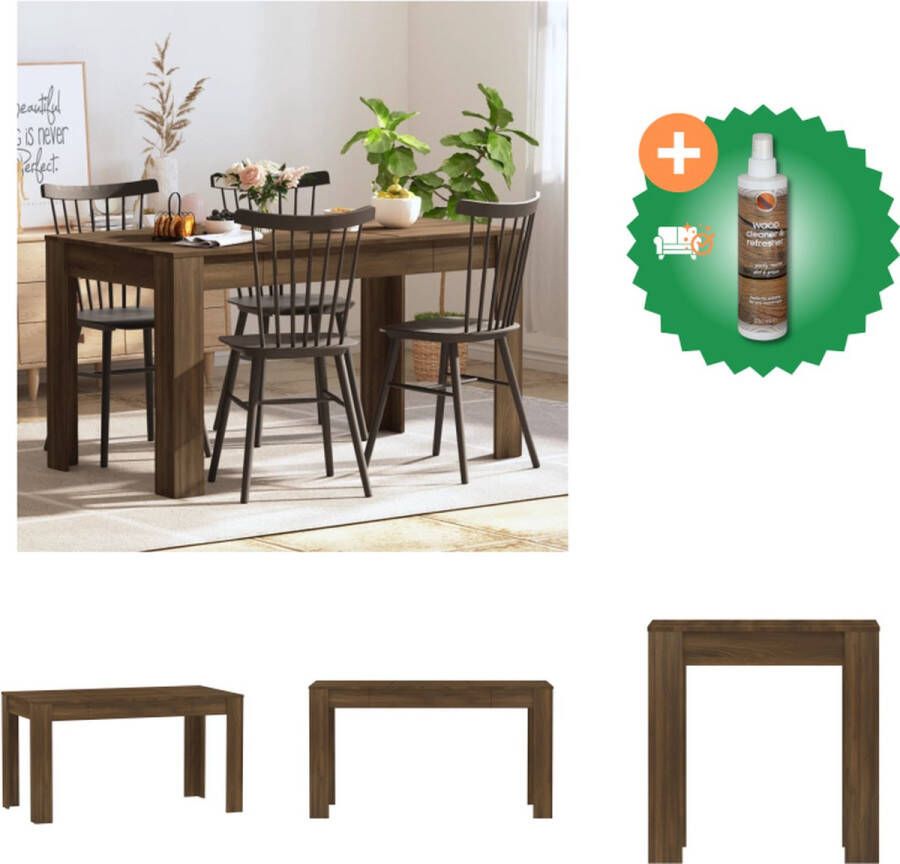 VidaXL Eettafel 140x74-5x76 cm bewerkt hout bruineikenkleurig Tafel Inclusief Houtreiniger en verfrisser