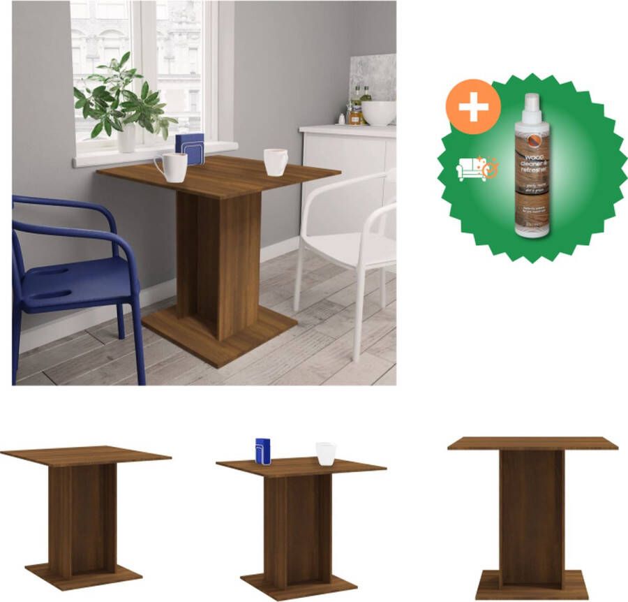 VidaXL Eettafel Bruineiken 80 x 80 x 75 cm Onderscheidende minimalistische tafel! Tafel Inclusief Houtreiniger en verfrisser