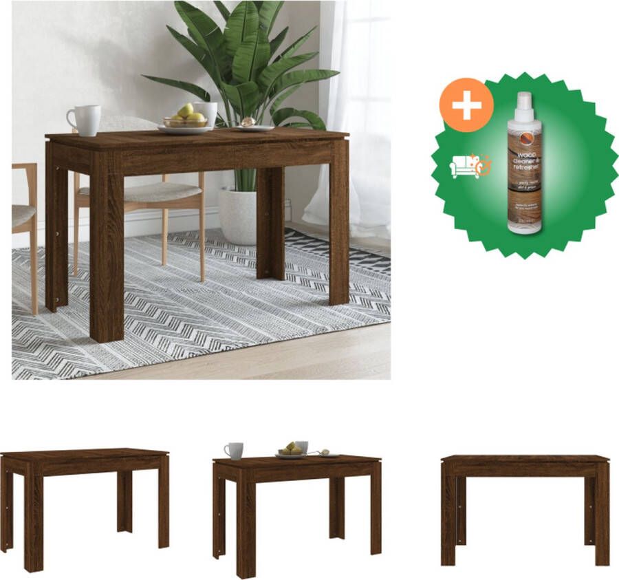VidaXL Eettafel Bruineiken Eenvoudige en strakke lijnen 120 x 60 x 76 cm Montage vereist Tafel Inclusief Houtreiniger en verfrisser