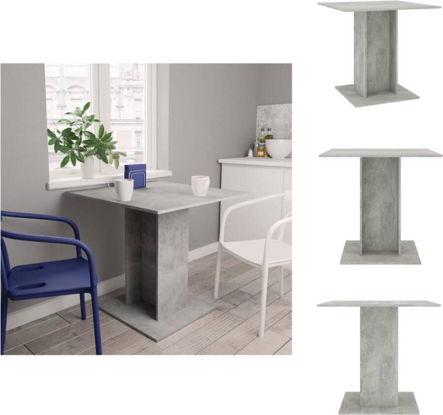 VidaXL Eettafel Eettafels Eetkamertafel Eetkamertafels Eettafel 80x80x75 cm bewerkt hout betongrijs