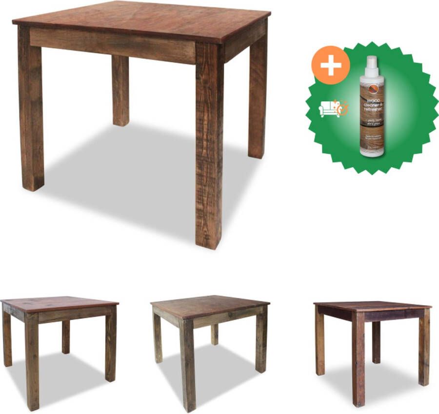 VidaXL Eettafel Gerecycled Hout 82x80x76 cm Vintage Stijl Tafel Inclusief Houtreiniger en verfrisser