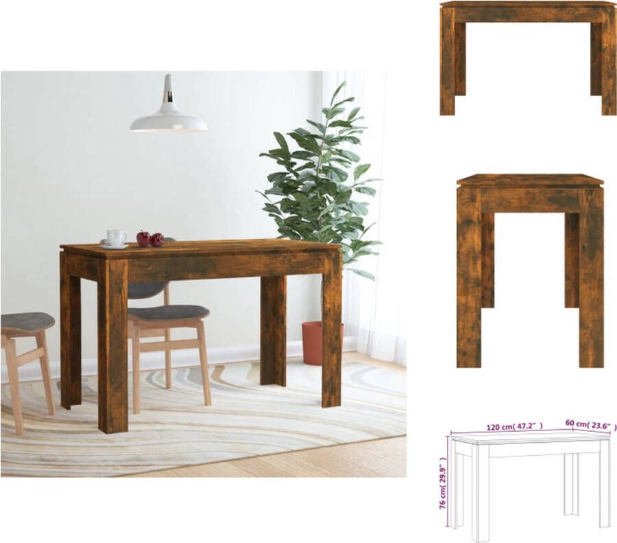 vidaXL Eettafel Gerookt eiken 120 x 60 x 76 cm Montage vereist Tafel