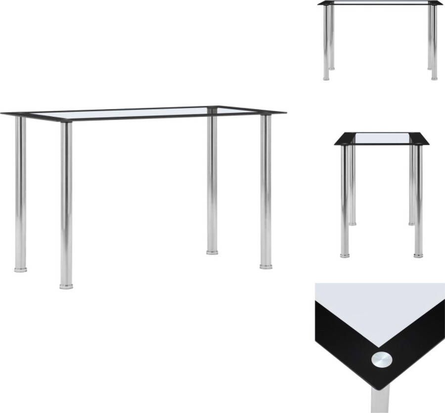 VidaXL Eettafel Eettafels Eetkamertafel Eetkamertafels Eettafel 120x60x75 cm gehard glas zwart en transparant