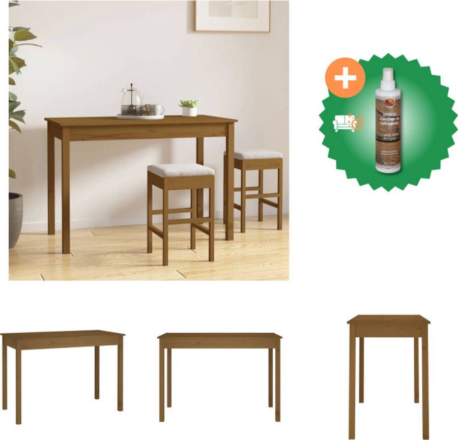 VidaXL Eettafel 110x55x75 cm massief grenenhout honingbruin Tafel Inclusief Houtreiniger en verfrisser