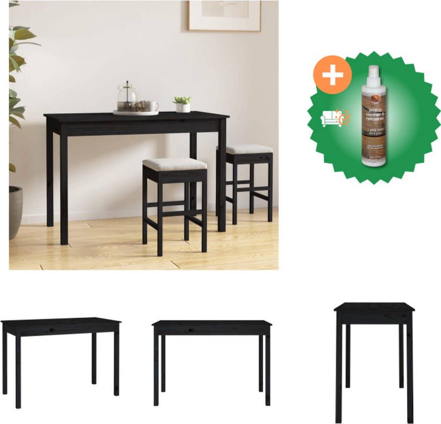 VidaXL Eettafel 110x55x75 cm massief grenenhout zwart Tafel Inclusief Houtreiniger en verfrisser
