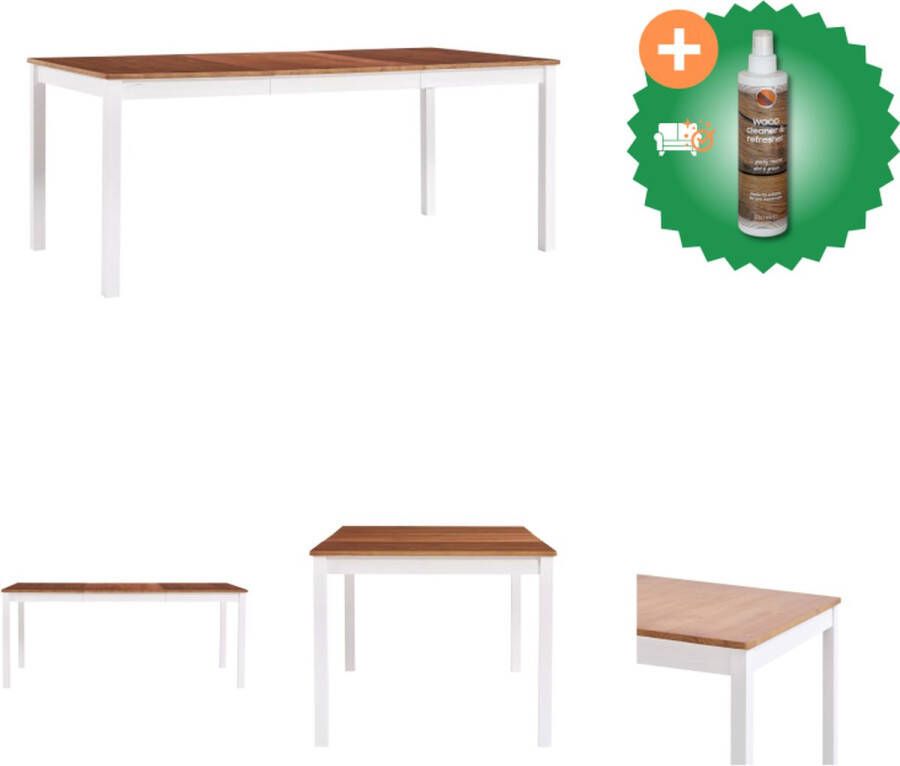 VidaXL Eettafel Grenenhout 180 x 90 x 73 cm Wit en bruin Tafel Inclusief Houtreiniger en verfrisser