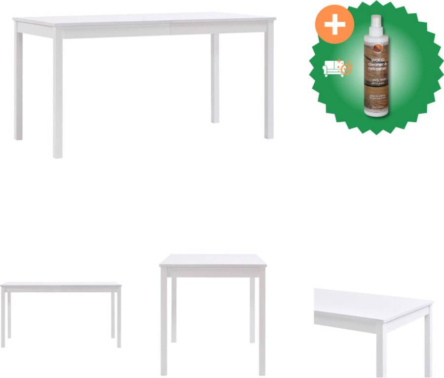 VidaXL Eettafel Grenenhout Tafel 140x70x73cm Wit Tafel Inclusief Houtreiniger en verfrisser