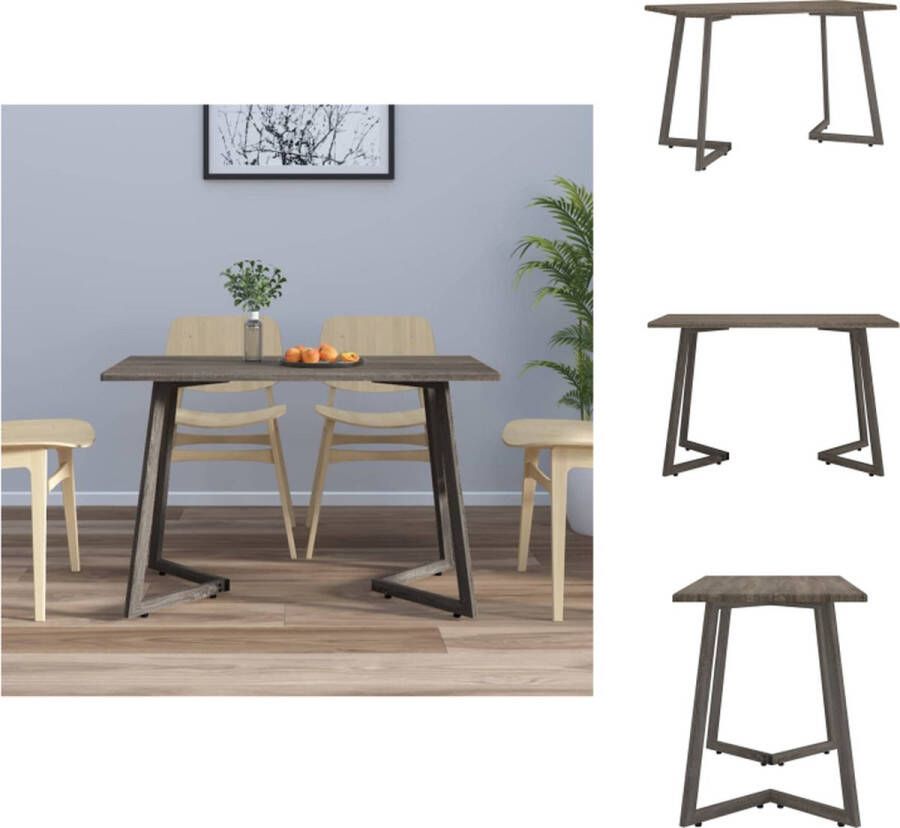 vidaXL Eettafel Grijs MDF met eikenfineer 120 x 60 x 74 cm (L x B x H) Stevig frame en stabiel tafelblad Tafel