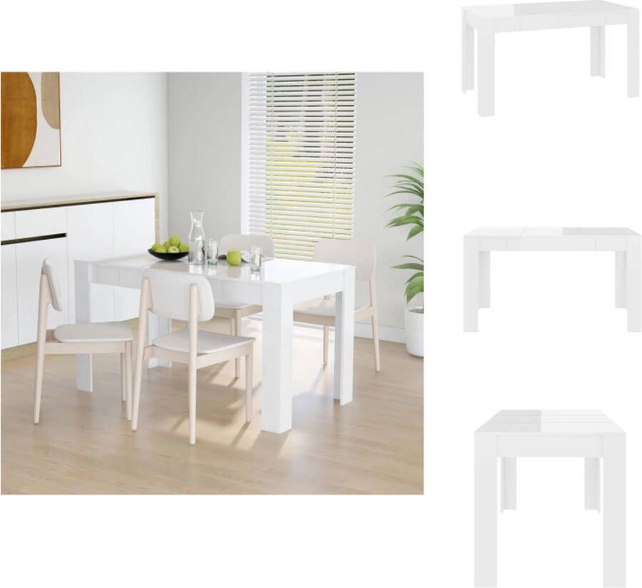 vidaXL Eettafel Hoogglans wit 140 x 74.5 x 76 cm Stevig en stabiel Tafel