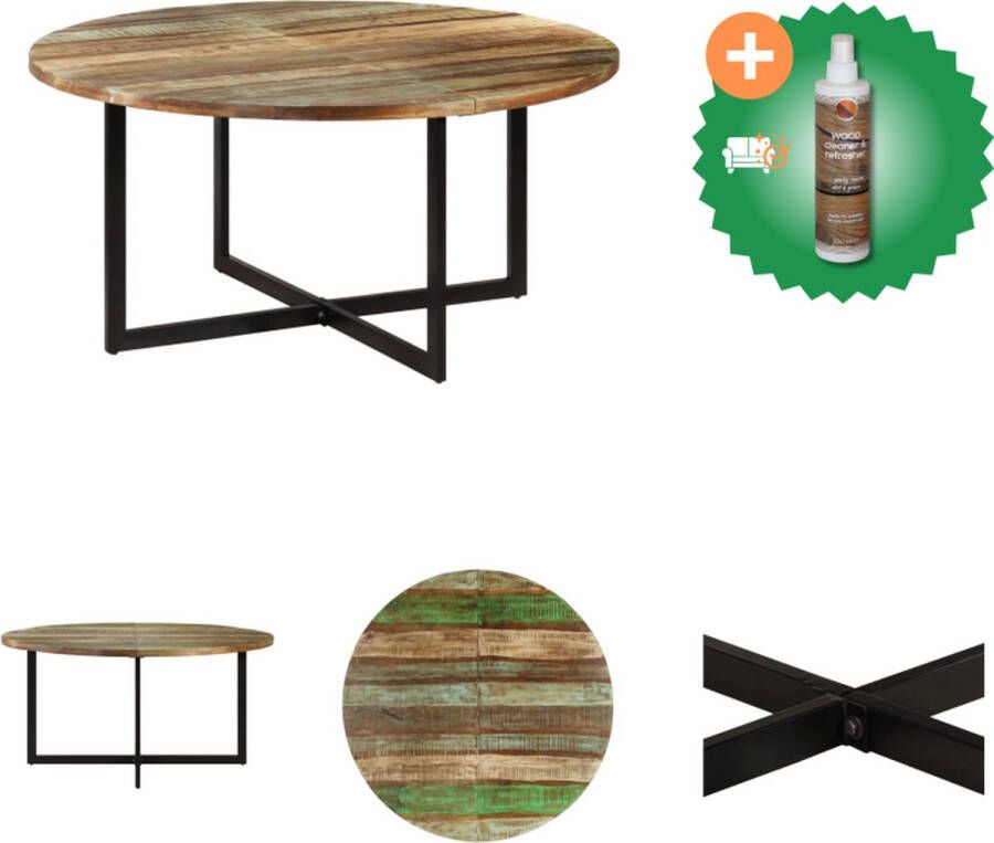 VidaXL Eettafel Industrieel 150 x 75 cm Massief gerecycled hout en gepoedercoat ijzer Tafel Inclusief Houtreiniger en verfrisser