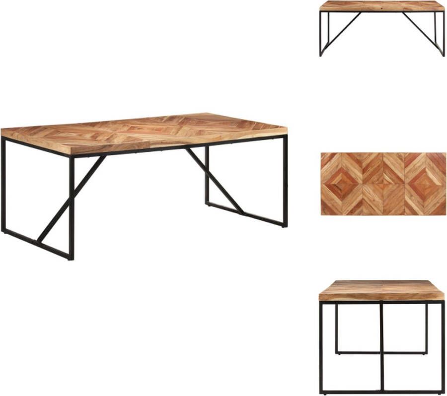 vidaXL Eettafel Industriële Houten Keukentafel Massief Acacia- en Mangohout 180 x 90 x 76 cm Chevron Mozaïek Design Tafel