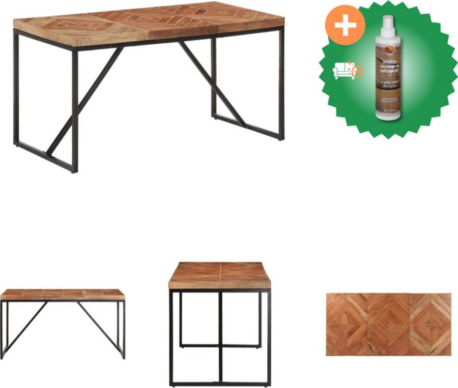 VidaXL Eettafel Industriële Look Massief Acacia- en Mangohout 140 x 70 x 76 cm Handgemaakt Tafel Inclusief Houtreiniger en verfrisser
