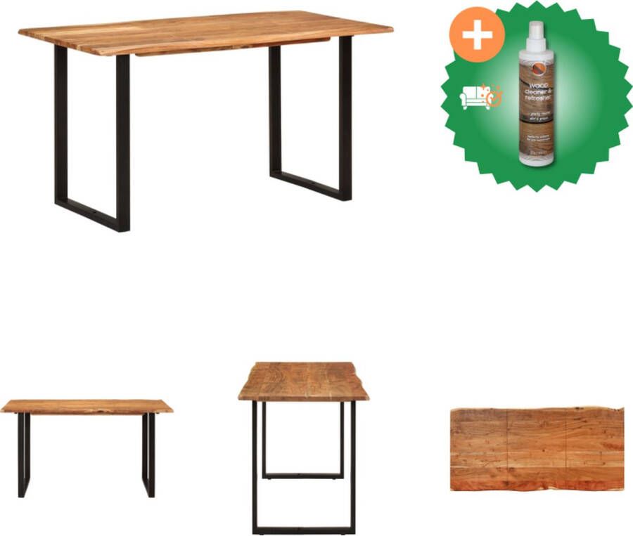 VidaXL Eettafel Industriële Stijl 140x70x76 cm Acaciahout Zwart Tafel Inclusief Houtreiniger en verfrisser