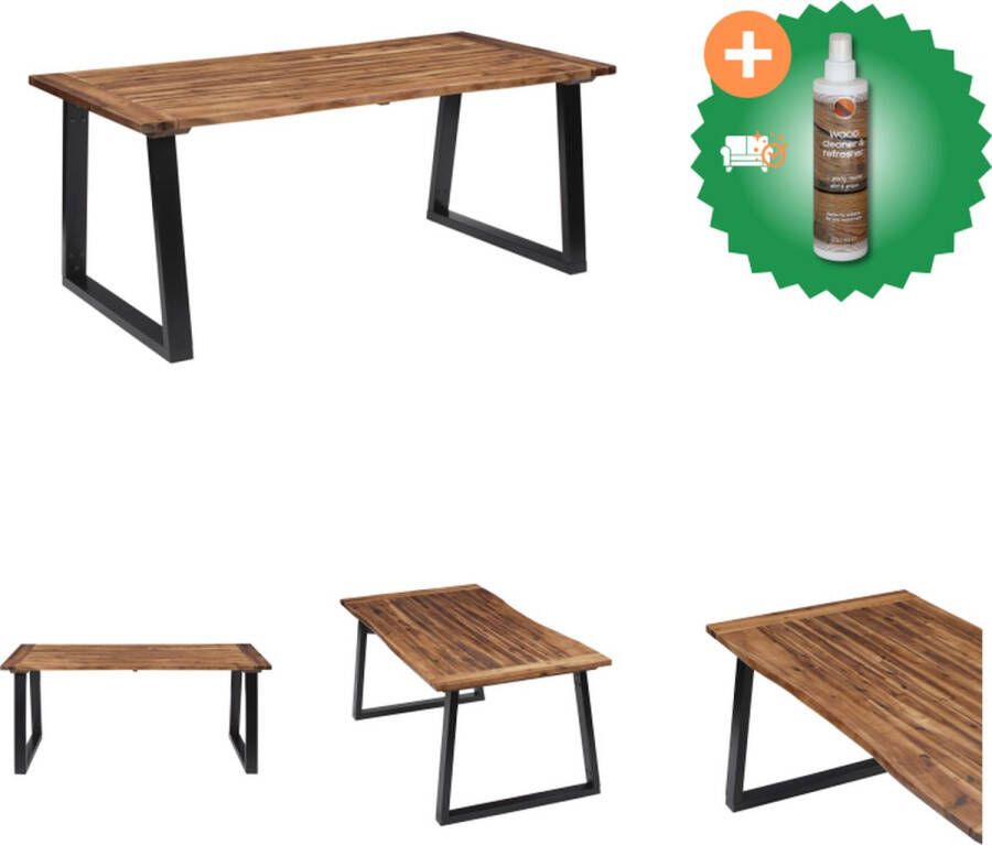 VidaXL Eettafel Industriële Stijl 180 x 90 x 75 cm Massief Acaciahout Bruin Zwart Tafel Inclusief Houtreiniger en verfrisser