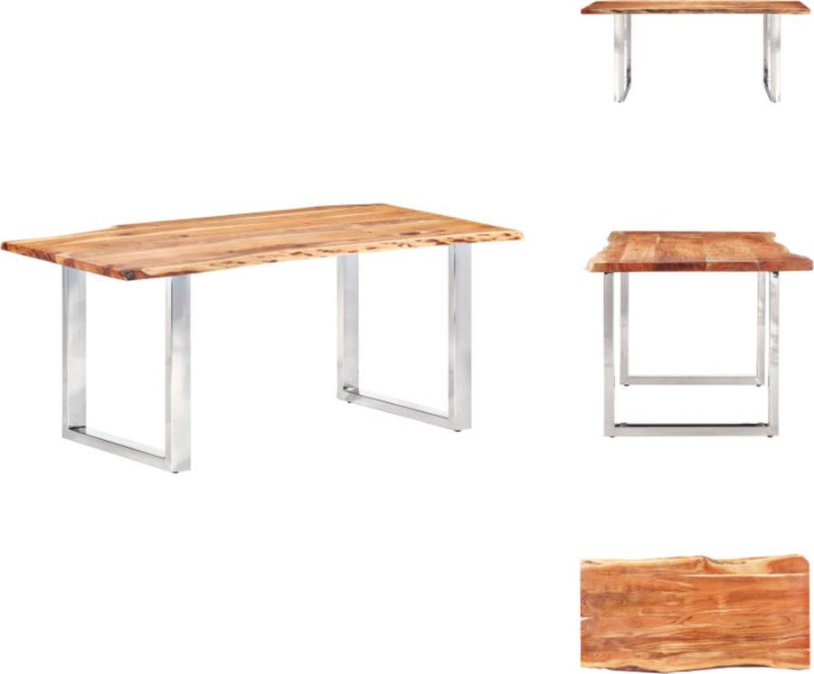 VidaXL Eettafel Eettafels Tafel Tafels Eetkamertafel met natuurlijke randen 3 8 cm 200 cm acaciahout - Foto 2