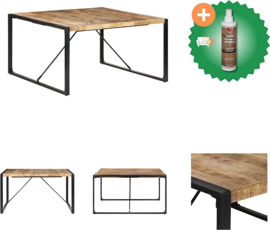 VidaXL Eettafel Industriële Stijl Houten Mangohout 140 x 140 x 75 cm Tafel Inclusief Houtreiniger en verfrisser