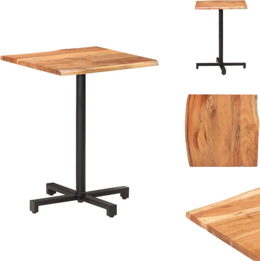 VidaXL Eettafel Industriële Stijl Massief Acaciahout Natuurlijke Randen 60x60x75cm Tafel