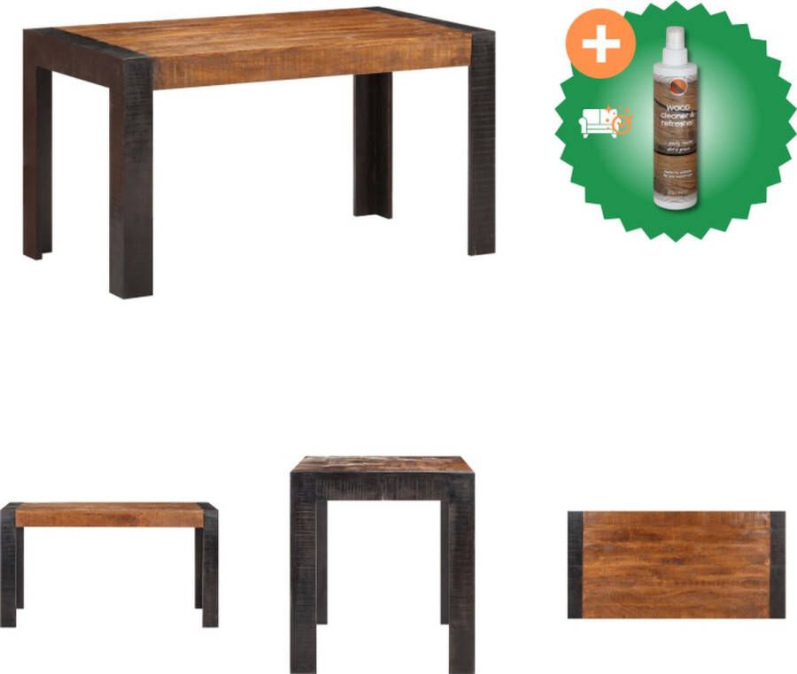 VidaXL Eettafel Industriële Stijl Massief Ruw Mangohout 140 x 70 x 76 cm Dikte tafelblad 10 cm Tafel Inclusief Houtreiniger en verfrisser - Foto 2