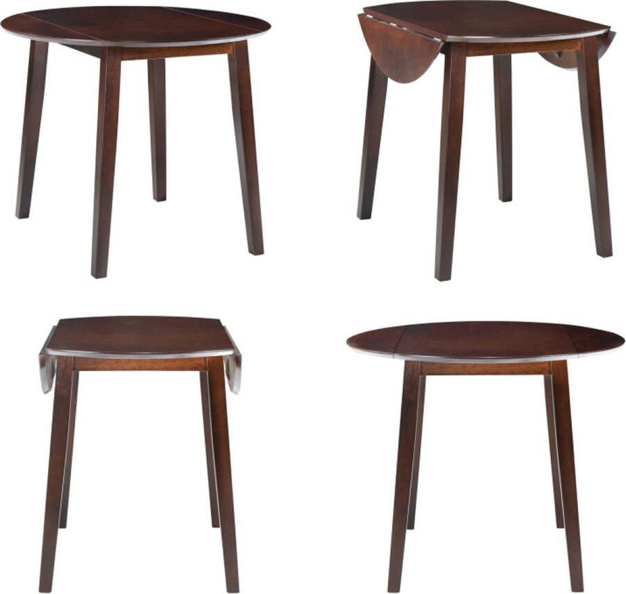 VidaXL Eettafel inklapbaar rond MDF bruin Eetkamertafel Eetkamertafels Eetkamer Tafel Eetkamer Tafels