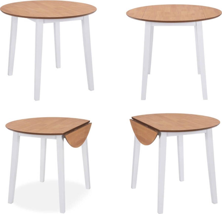 VidaXL Eettafel inklapbaar rond MDF wit Eetkamertafel Eetkamertafels Eetkamer Tafel Eetkamer Tafels