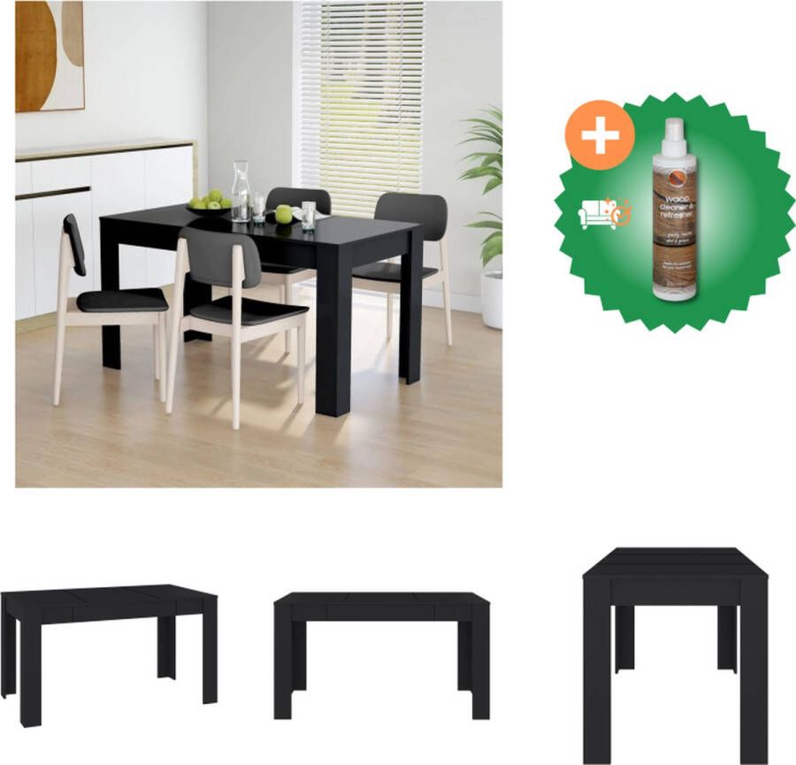 VidaXL Eettafel Keukentafel 140 x 74.5 x 76 cm zwart spaanplaat stabiliteit Tafel Inclusief Houtreiniger en verfrisser