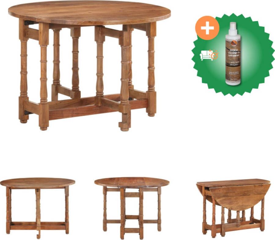 VidaXL Eettafel Mangohout 110 x 76 cm Massief houten tafelblad Duurzaam en stevig Tafel Inclusief Houtreiniger en verfrisser