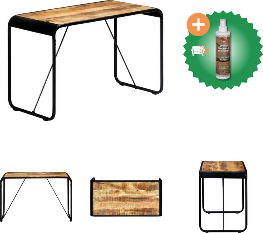 VidaXL Eettafel Mangohout 118 x 60 x 76 cm Industriële Stijl Tafel Inclusief Houtreiniger en verfrisser