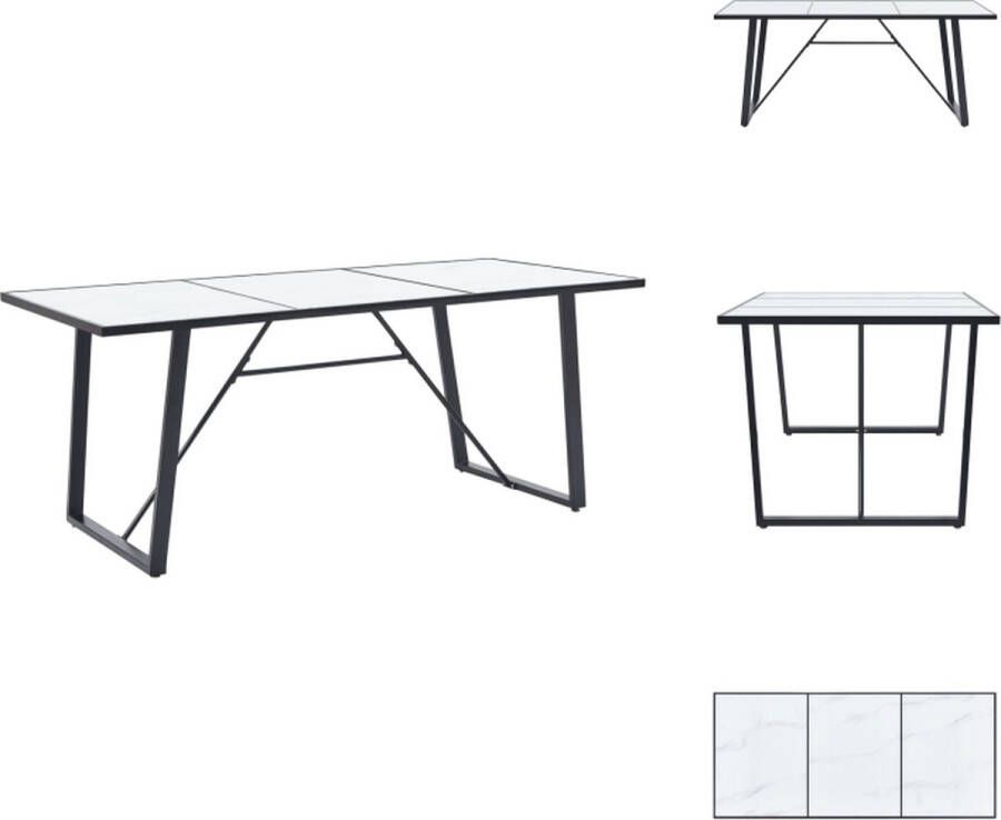 VidaXL Eettafel Marmerpatroon 200 x 100 x 75 cm Gepoedercoat metaal Tafel