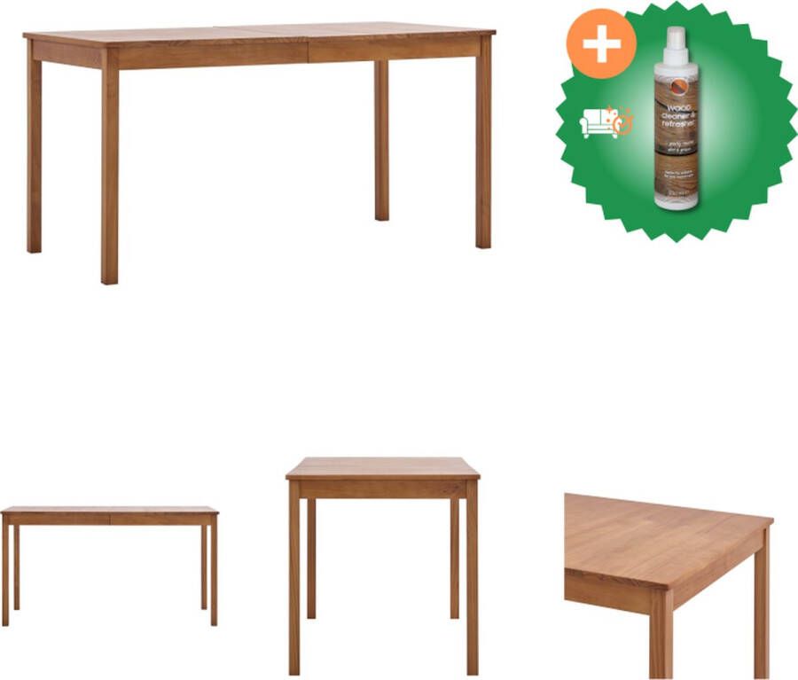 VidaXL Eettafel Massief Hout 140 x 70 x 73 cm Grenenhout Honingbruin Tafel Inclusief Houtreiniger en verfrisser